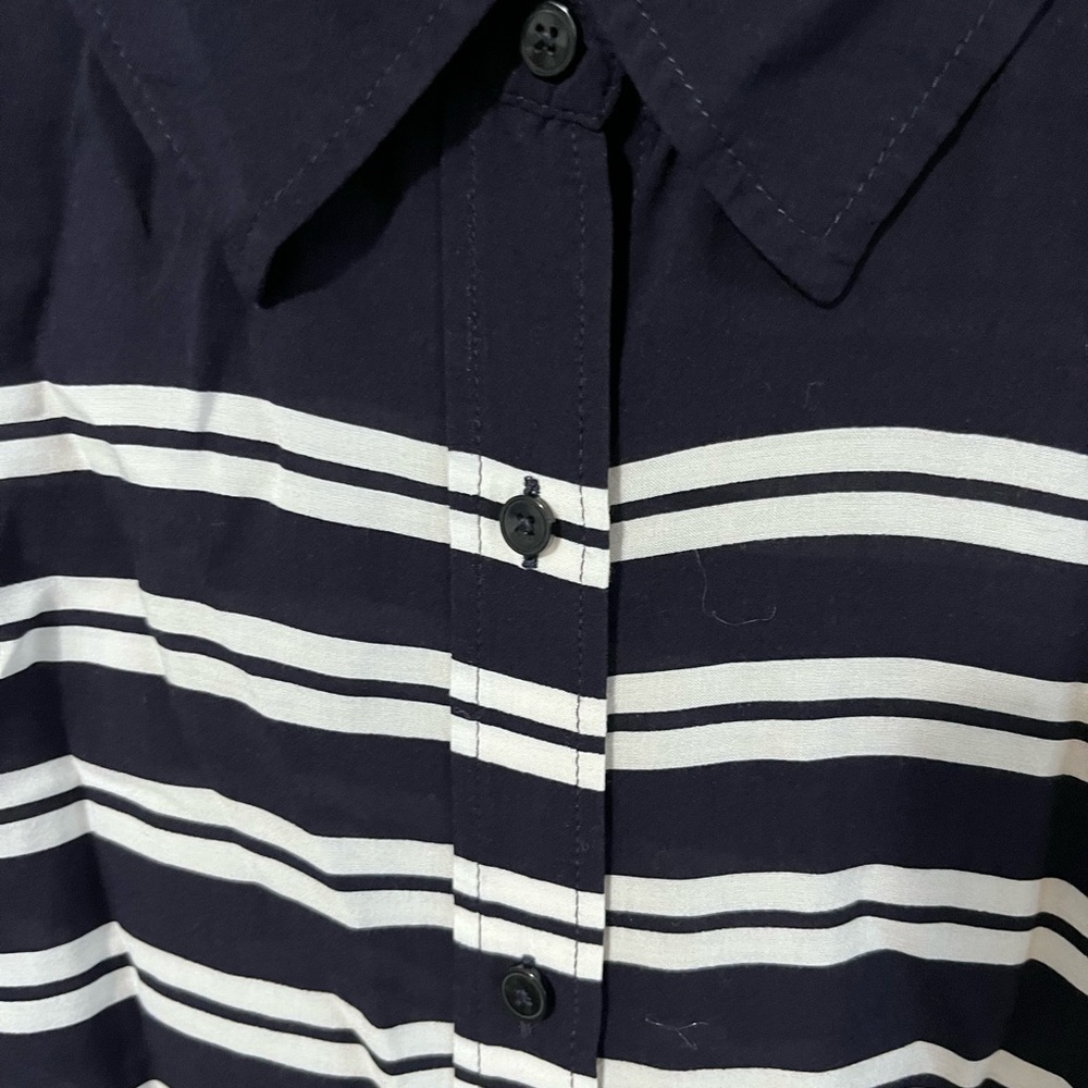 TalbotsWoman 3x Navy and White Striped Button-Up Shirt lightweight coastal - Picture 2 of 7